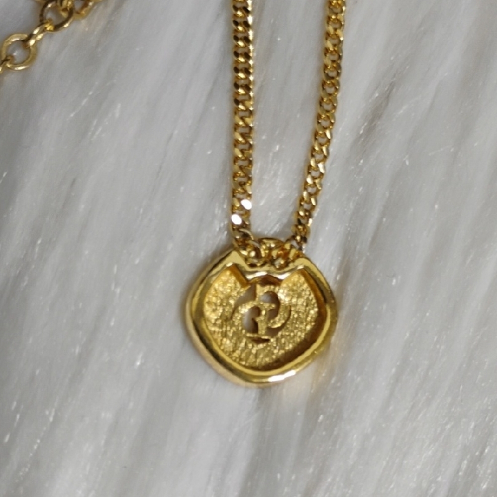 SALE! Authentic Dior CD Plated Gold W Crystal Details Pendant Necklace - Picture 5 of 15